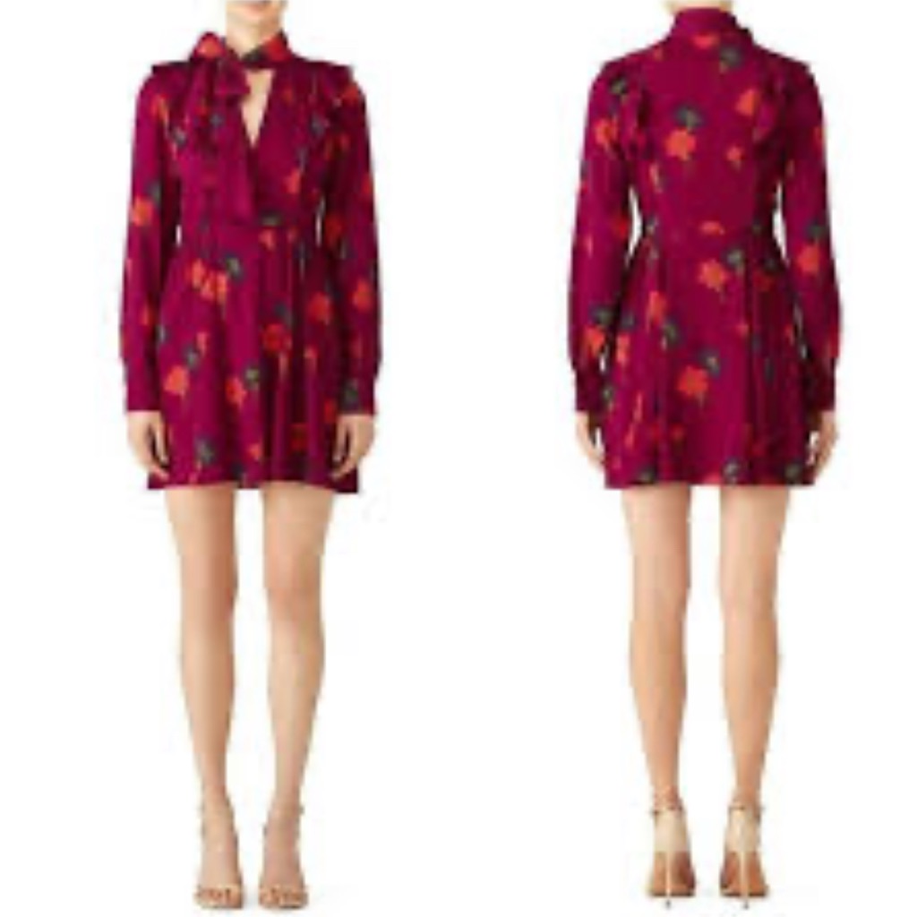 Tanya Taylor Plum Aubree Floral Dress